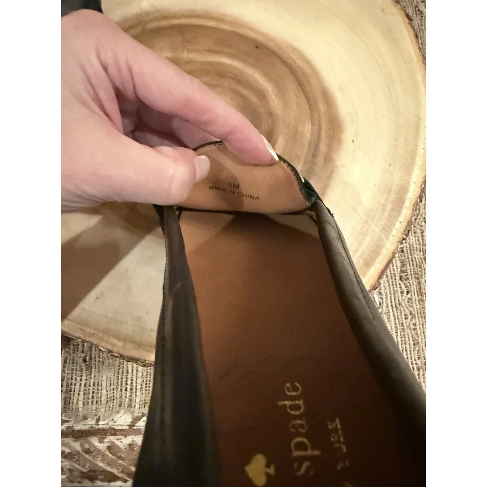 Kate Spade NY Carson Slip On Driving Loafers Shoe Flats Black Leather 5B New‎